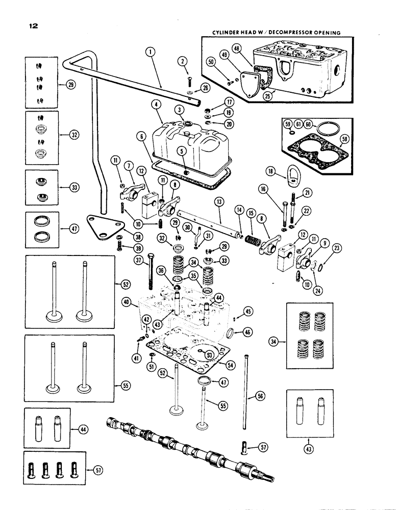 Схема запчастей Case IH 1200 - (012) - CYLINDER HEAD ASSEMBLY, (451) DIESEL ENGINE (02) - ENGINE