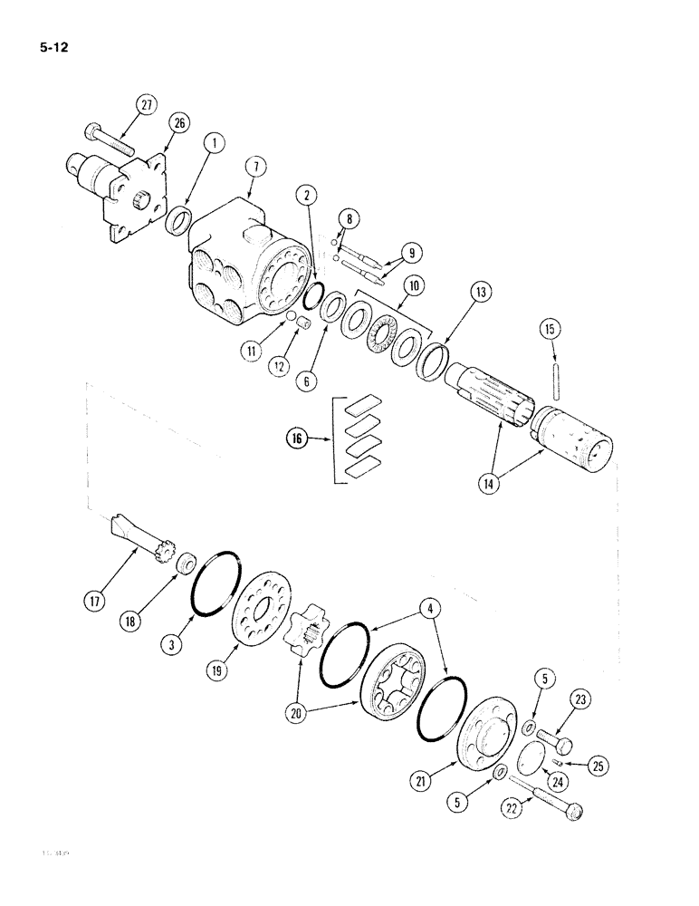 Схема запчастей Case IH 2096 - (5-012) - HYDROSTATIC STEERING PUMP, DANFOSS, TWO WHEEL DRIVE TRACTORS (05) - STEERING