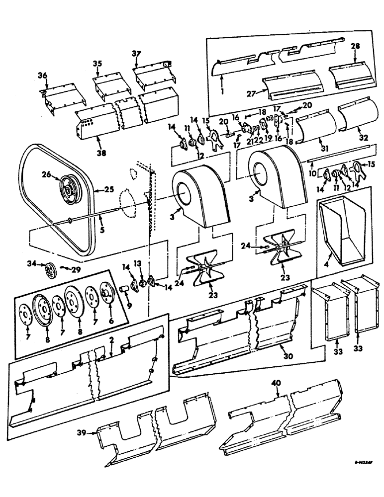 Схема запчастей Case IH 234 - (F-12) - SHELLER, SHELLER FAN AND DRIVE (58) - ATTACHMENTS/HEADERS