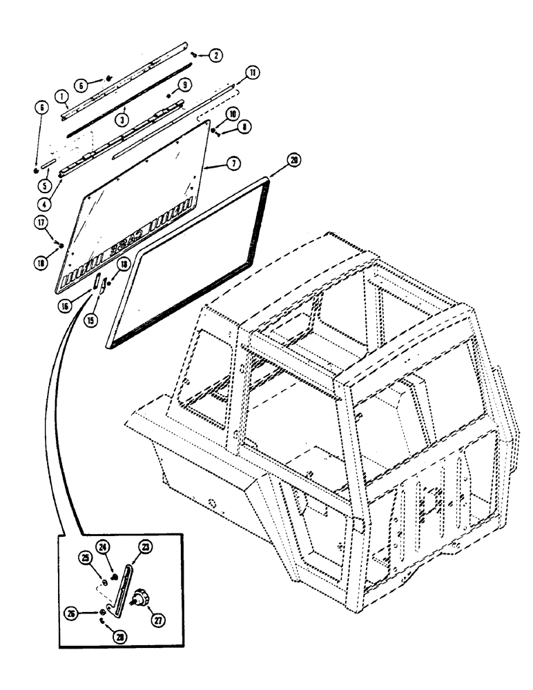 Схема запчастей Case IH 2590 - (9-370) - CAB, REAR WINDOW (09) - CHASSIS/ATTACHMENTS