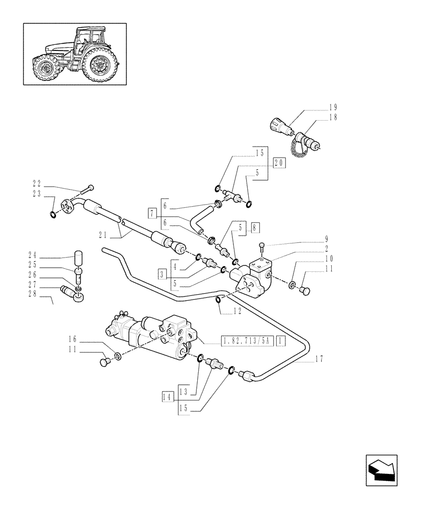 Схема запчастей Case IH MXM175 - (1.82.713/05[01]) - (VAR.414/1) TRAILER BRAKE VALVE FOR LOAD SENSING CLOSED CENTRE (CCLS) (07) - HYDRAULIC SYSTEM