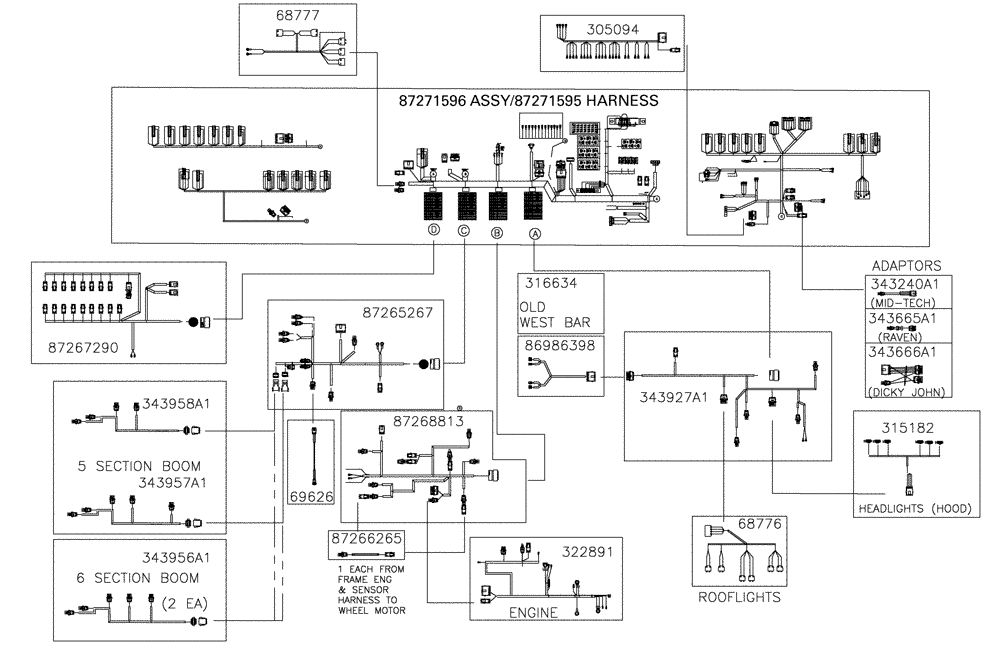 Схема запчастей Case IH SPX3310 - (12-025) - HARNESS FLOW DIAGRAM (06) - ELECTRICAL