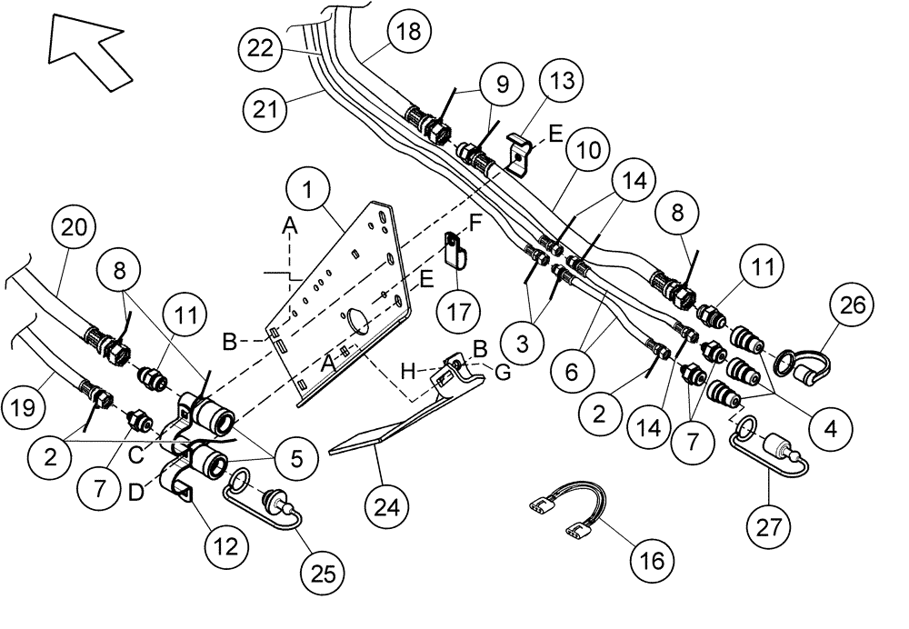 Схема запчастей Case IH 2052 - (09-52) - HEADER COMPLETION PARTS - CASE 2100/2300 SERIES COMBINES (03) - CHASSIS/MOUNTED EQUIPMENT