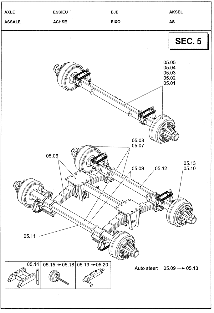 Схема запчастей Case IH LBX331P - (05.00[01]) - SECTION LIST 5 - AXLE (05) - AXLE
