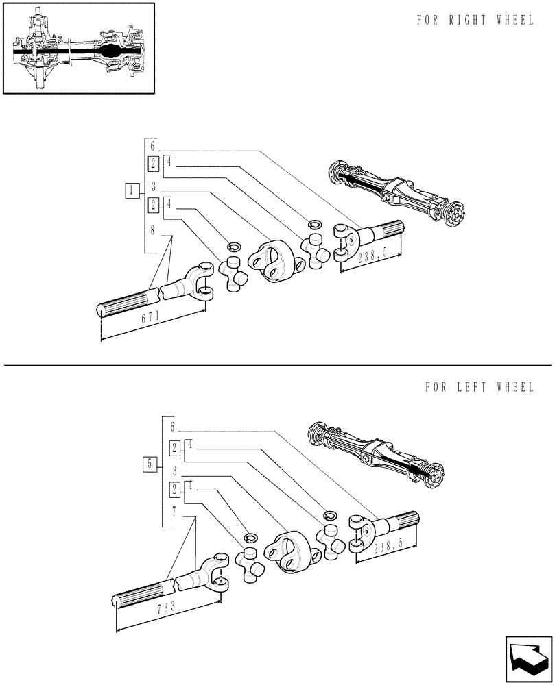 Схема запчастей Case IH MAXXUM 140 - (1.40. 5/10A[01A]) - SHAFT ARTICULATED - BREAKDOWN - D5954 - C6449 (VAR.330427) (04) - FRONT AXLE & STEERING
