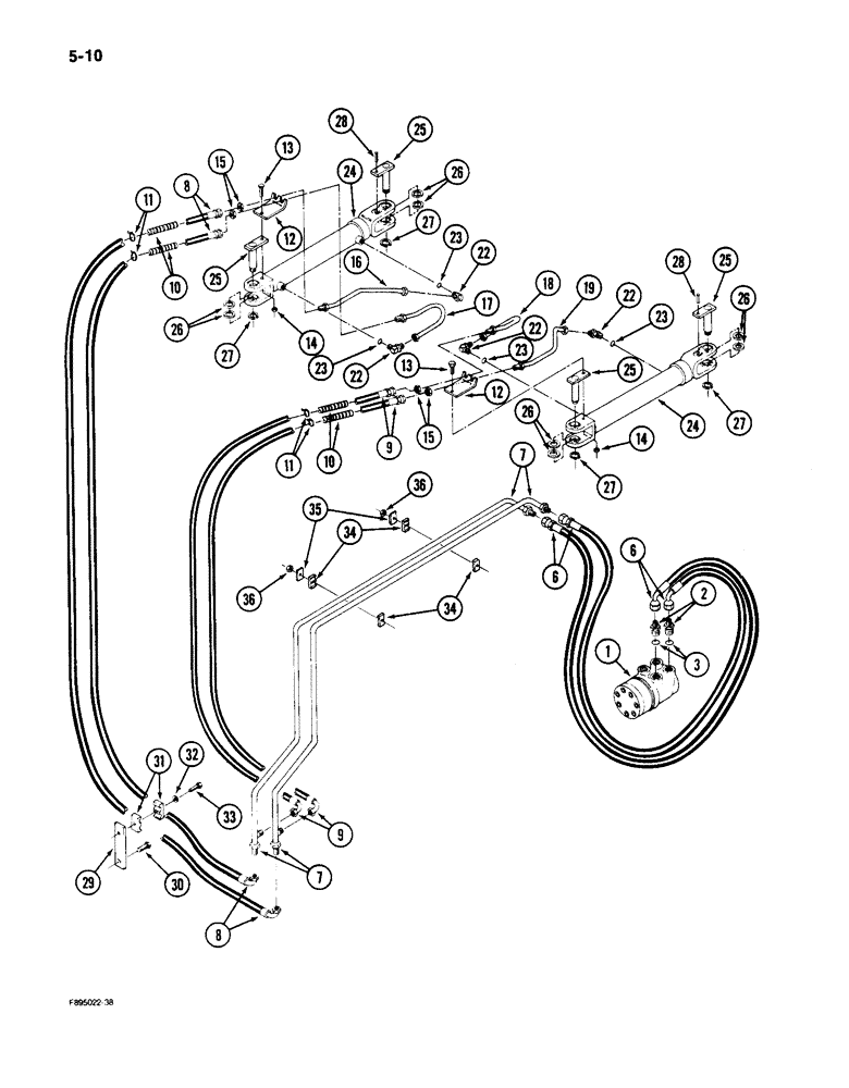 Схема запчастей Case IH 9150 - (5-10) - STEERING SYSTEM HYDRAULICS, STEERING CONTROL VALVE TO STEERING CYLINDER (05) - STEERING