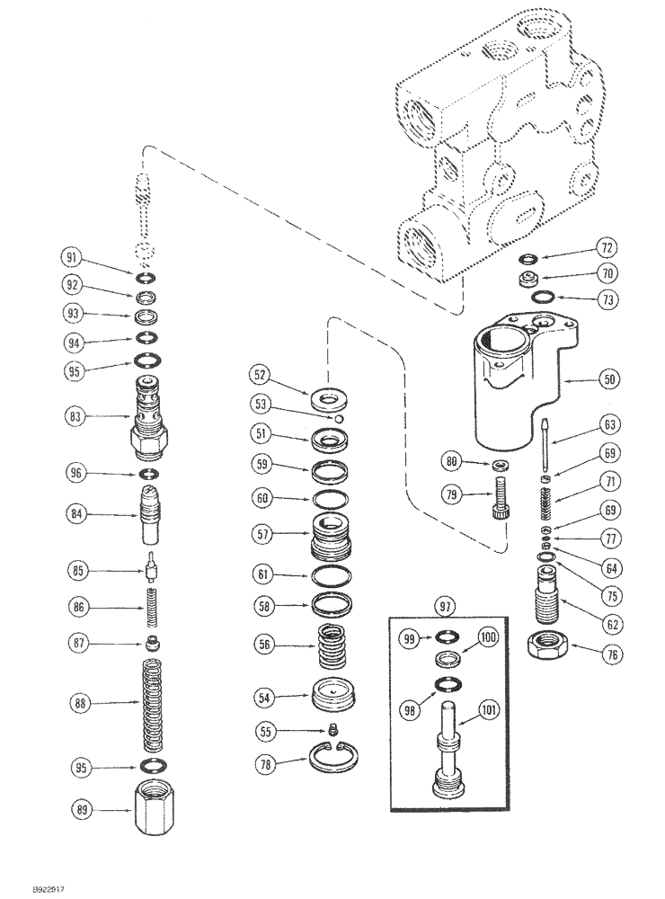 Схема запчастей Case IH 7150 - (8-066) - HYDRAULIC REMOTE VALVE ASSEMBLY, SECOND, THIRD AND FOURTH REMOTE WITH LOAD CHECK (CONTD) (08) - HYDRAULICS