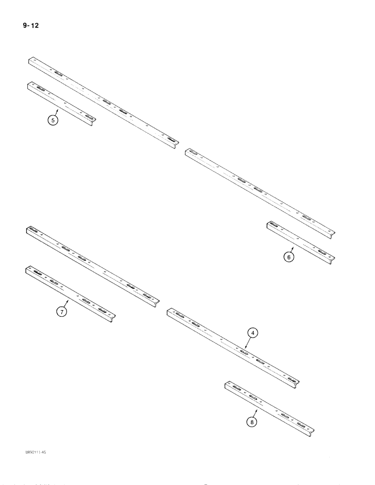 Схема запчастей Case IH 475 - (9-12) - SCRAPER ANGLES, 2 INCH X 1-1/2 INCH (09) - CHASSIS/ATTACHMENTS