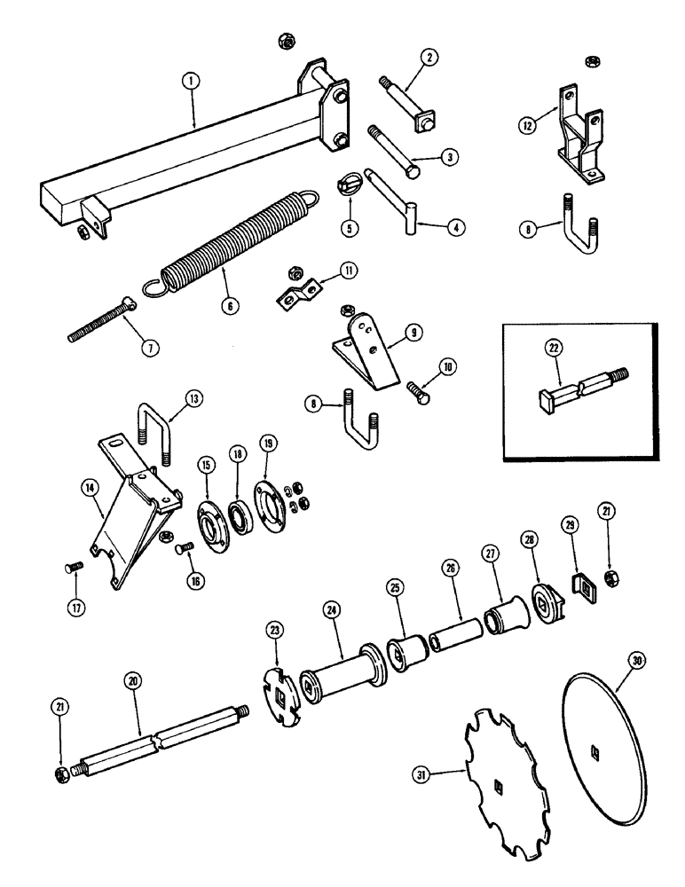 Схема запчастей Case IH F21 - (042) - 5 BLADE WING GANG, REAR RIGHT, 7 INCH SPACING, F21, F21-7-214 
