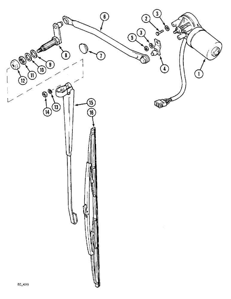 Схема запчастей Case IH 3230 - (9-076) - CAB, WINDSHIELD WIPER UNIT, BOSCH (09) - CHASSIS/ATTACHMENTS