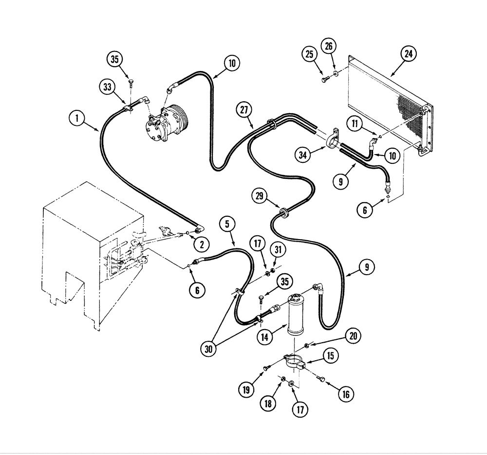 Схема запчастей Case IH 9230 - (9-108) - AIR CONDITIONER PLUMBING, CONDENSER, RECEIVER-DRIER, PRIOR TO P.I.N. JEE0031850 (09) - CHASSIS/ATTACHMENTS