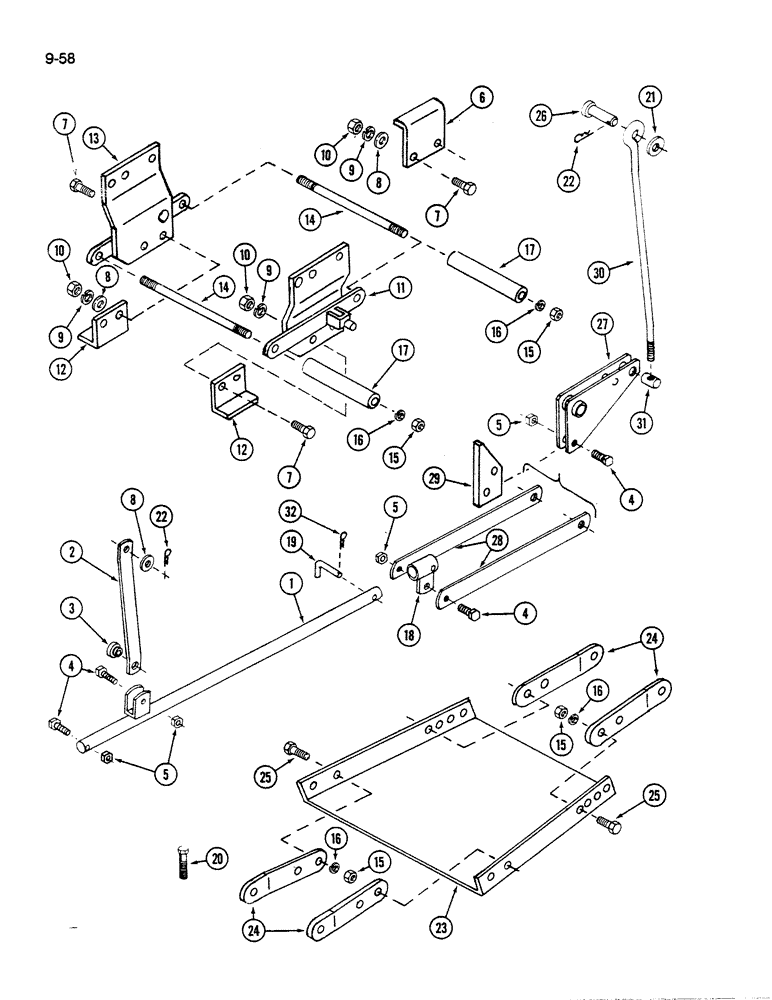 Схема запчастей Case IH 61MB - (9-058) - MOWER LIFT, 61MB MOWER (03) - CHASSIS/MOUNTED EQUIPMENT