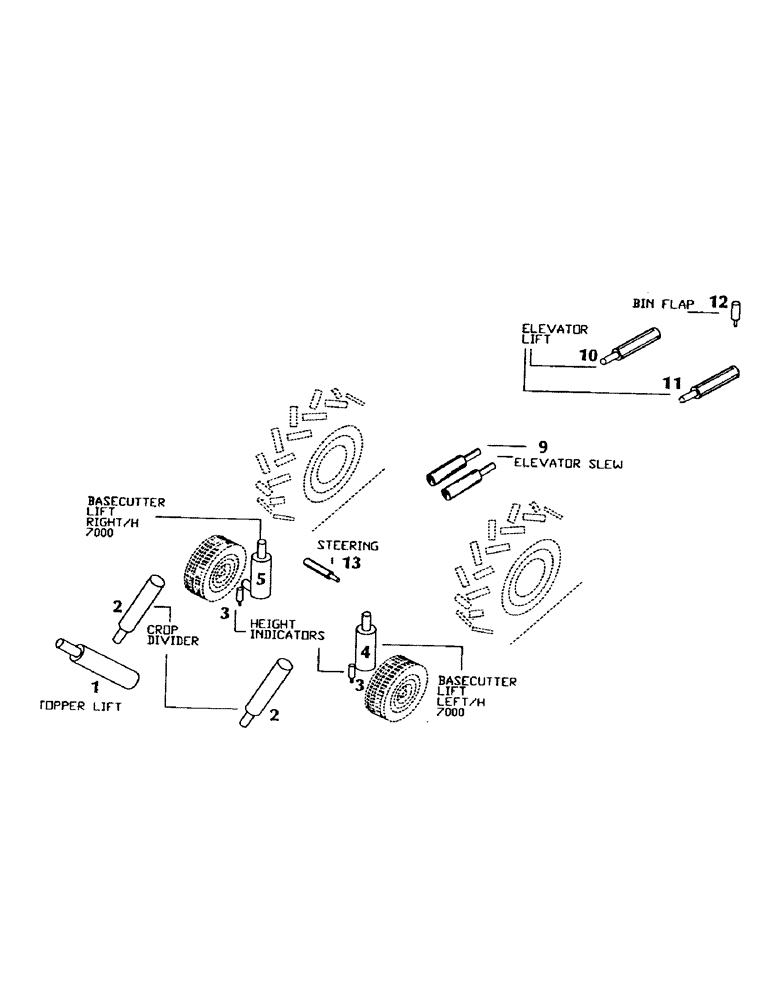 Схема запчастей Case IH 7000 - (B00-01) - HYDRAULICS, CYLINDER, 7000 Hydraulic Components & Circuits