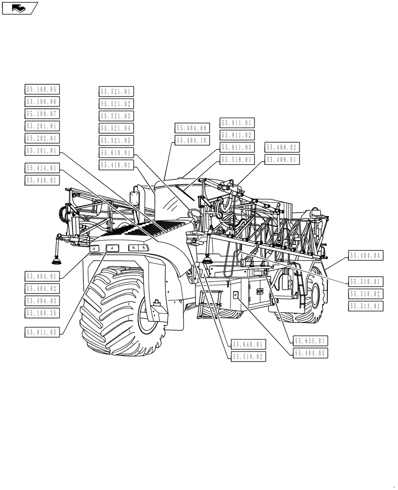 Схема запчастей Case IH TITAN 3030 - (55.000.00) - PICTORIAL INDEX - ELECTRICAL SYSTEMS (55) - ELECTRICAL SYSTEMS