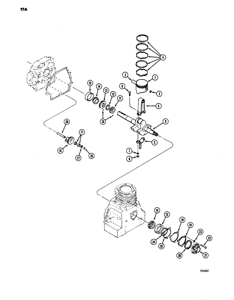 Схема запчастей Case IH 1816 - (17A) - CRANKSHAFT, PISTON, CONNECTING ROD AND WEIGHT, TECUMSEH ENGINE #HH160-170036 AND HH160-170048 (10) - ENGINE