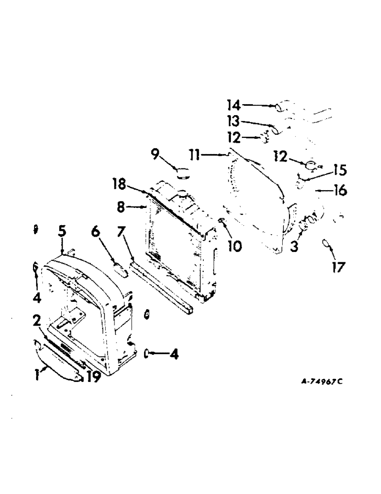 Схема запчастей Case IH 806 - (A-05) - CHASSIS, RADIATOR & SHEET METAL, RADIATOR AND CONNECTIONS Chassis, Radiator & Sheet Metal