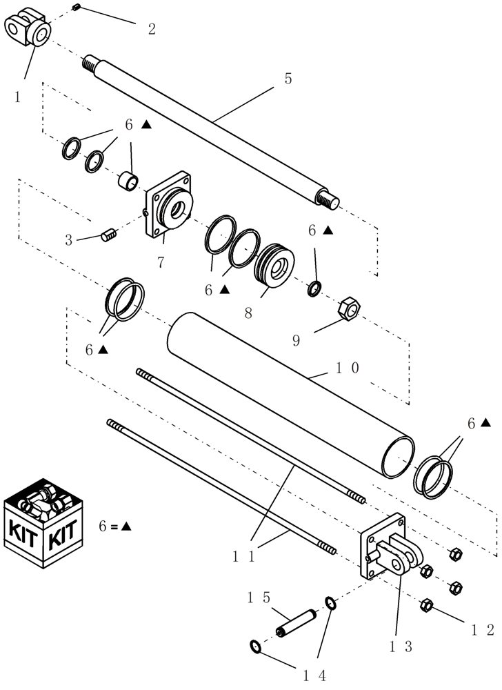 Схема запчастей Case IH SRX100 - (H.20.G[07]) - HYDRAULIC - SUSPENDED BOOM - 2 1/2" X 16" CYLINDER ASSEMBLY H - Working Arm