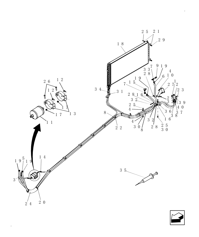 Схема запчастей Case IH 9010 - (50.200.07[01]) - A/C & HEATER HOSES - 7010 (50) - CAB CLIMATE CONTROL