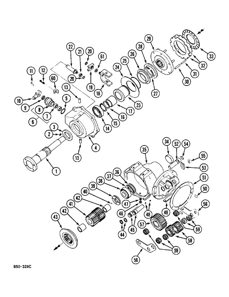 Схема запчастей Case IH 248 - (6-546) - P.T.O. CLUTCH AND DRIVE - 4 WHEEL DRIVE, FOR AXLE "ZF", 258, 585 (06) - POWER TRAIN