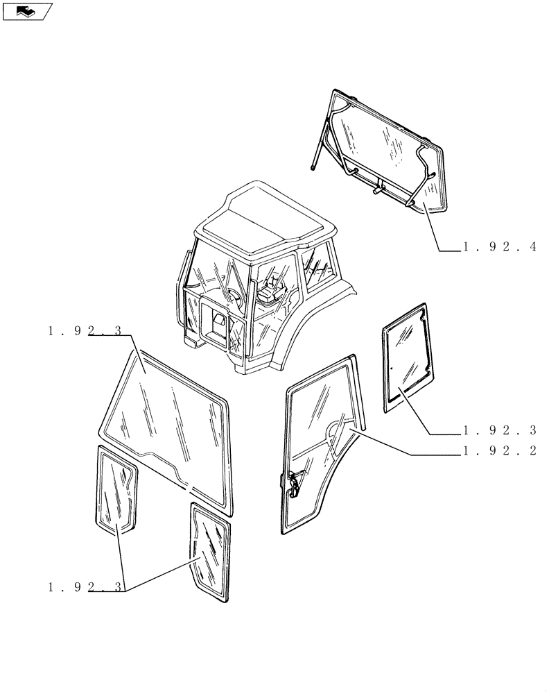 Схема запчастей Case IH FARMALL 95U - (SEC. 10[03]) - OPERATORS PLATFORM / CAB (00) - GENERAL