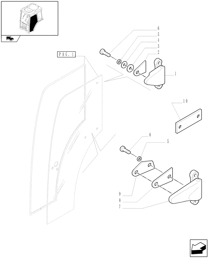 Схема запчастей Case IH FARMALL 65C - (1.92.92[02]) - CAB DOORS (10) - OPERATORS PLATFORM/CAB