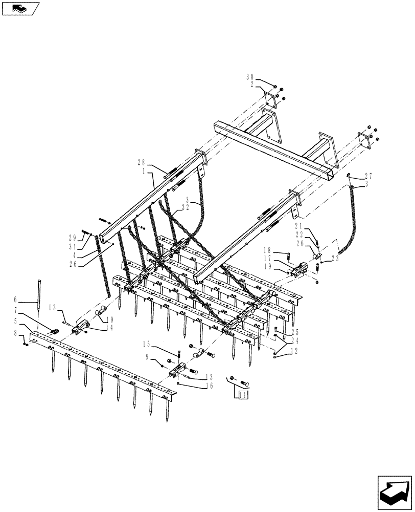 Схема запчастей Case IH 870 - (75.200.18) - SPIKE HARROW (75) - SOIL PREPARATION