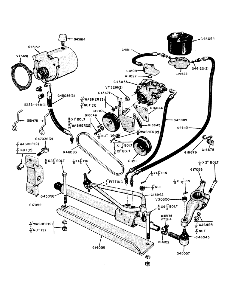 Схема запчастей Case IH 600B-SERIES - (094) - POWER STEERING ATTACHMENT, UTILITY TRACTORS, WITH BELT DRIVEN PUMP (05) - STEERING