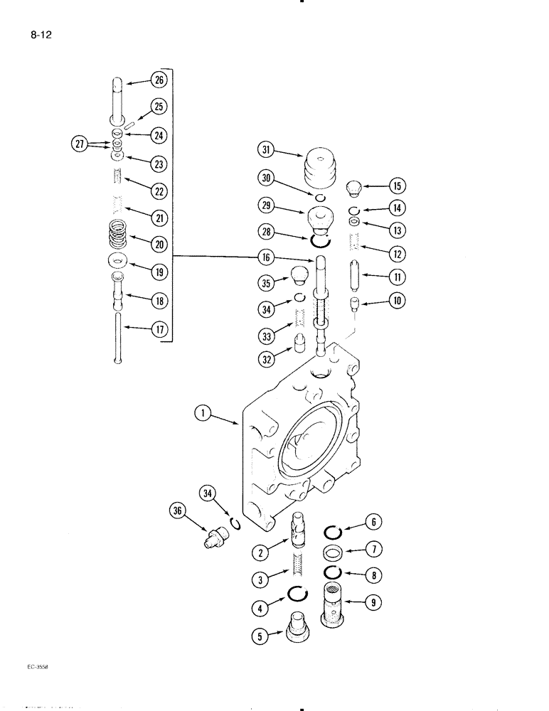 Схема запчастей Case IH 595 - (8-12) - HYDRAULIC POWER SUPPLY, MULTIPLE CONTROL VALVE (08) - HYDRAULICS