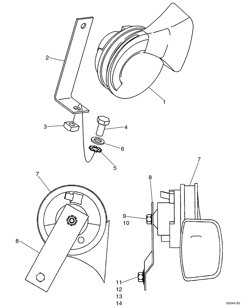 Схема запчастей Case IH 60XT - (04-29) - HORN - MOUNTING (04) - ELECTRICAL SYSTEMS