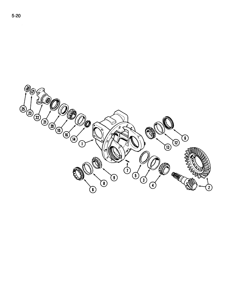 Схема запчастей Case IH 3594 - (5-020) - FRONT AXLE DIFFERENTIAL (05) - STEERING