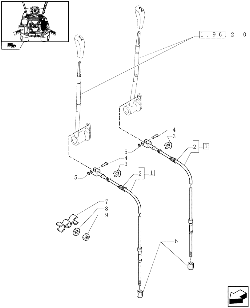 Схема запчастей Case IH PUMA 140 - (1.96.2[02]) - CONTROL VALVE CONTROL - CABLES AND RELATED PARTS (10) - OPERATORS PLATFORM/CAB