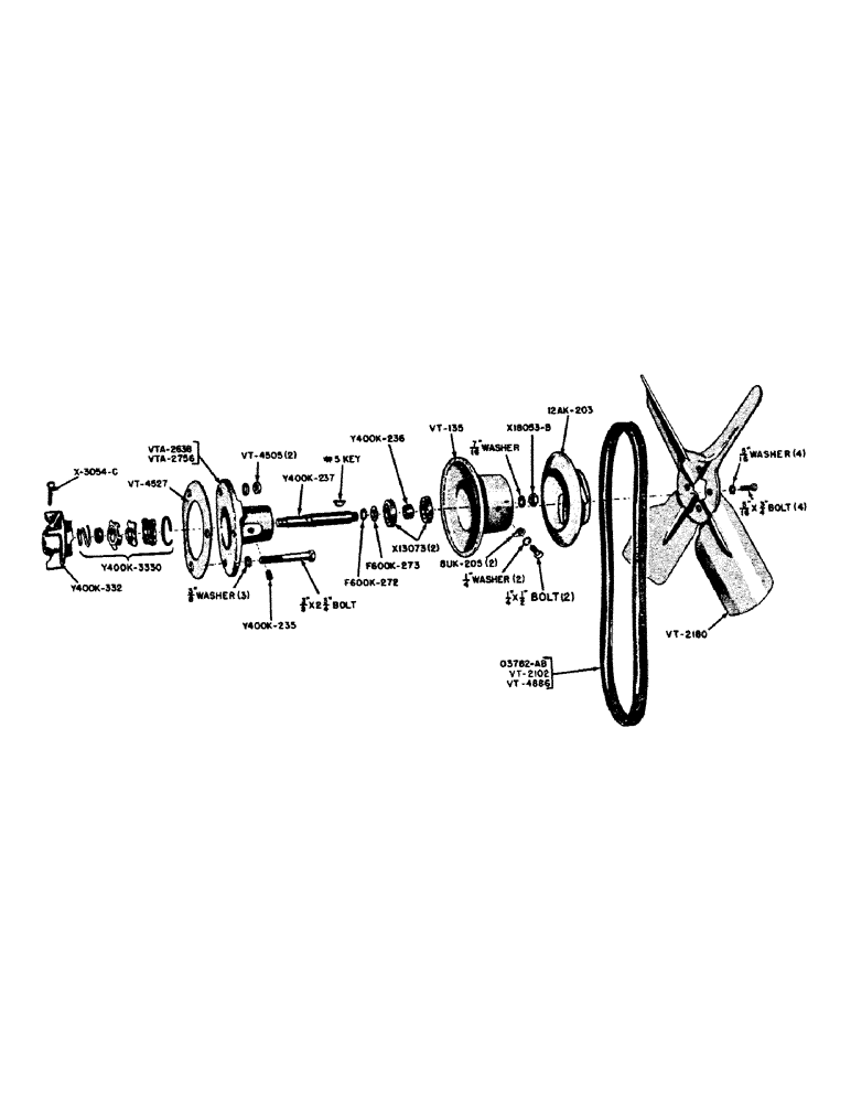 Схема запчастей Case IH VAI-SERIES - (030) - WATER PUMP AND FAN, (ENGINES BEFORE NO. A4700000) (02) - ENGINE