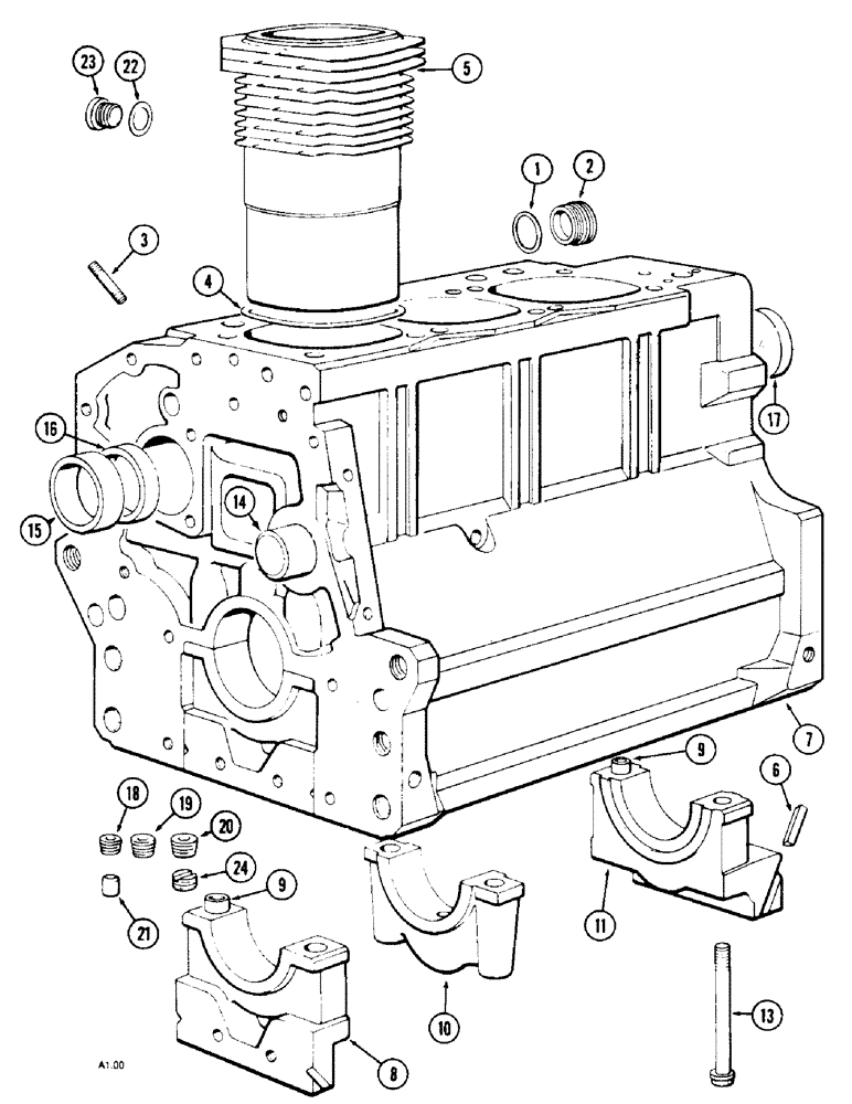 Схема запчастей Case IH 2130 - (2-32[B]) - CYLINDER BLOCK AND RELATED PARTS (3 CYL), 2130 (02) - ENGINE