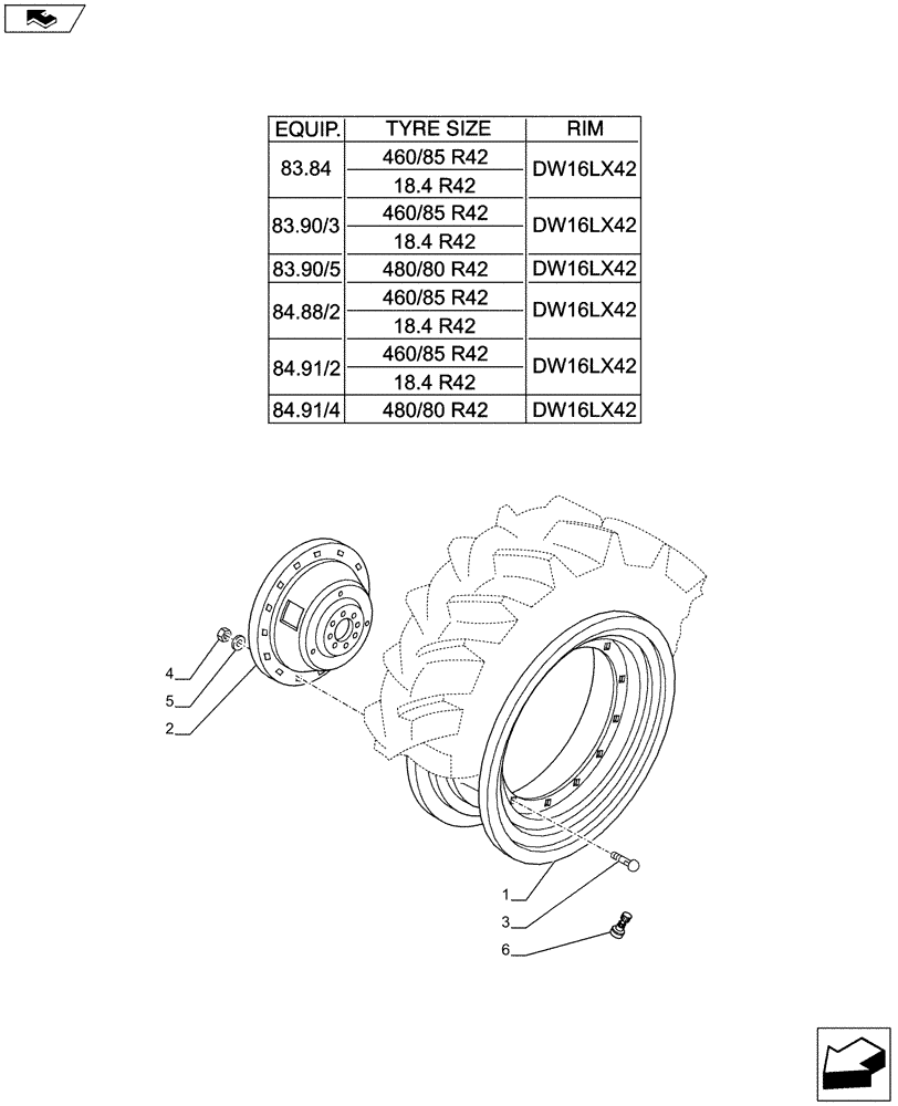 Схема запчастей Case IH PUMA 200 - (44.520.01[10]) - REAR WHEELS (44) - WHEELS
