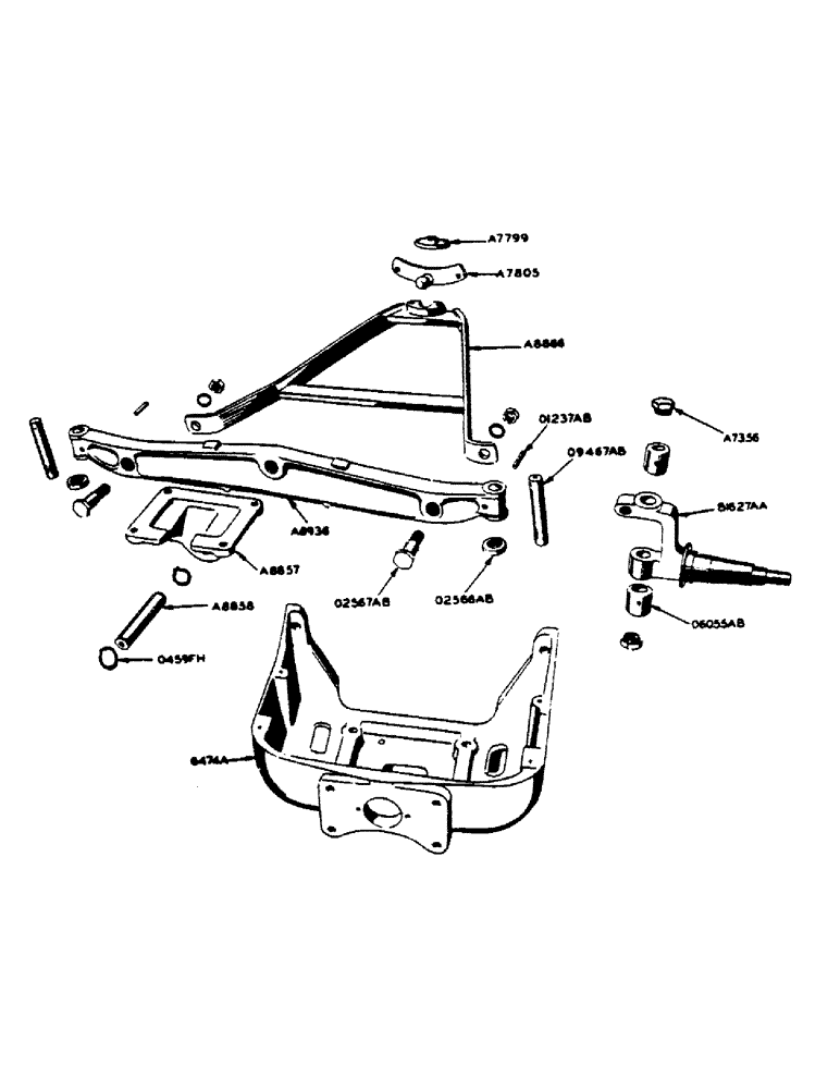 Схема запчастей Case IH 400-SERIES - (186) - FRONT AXLE AND RADIUS ROD, FOR ORCHARD TRACTORS (06) - POWER TRAIN