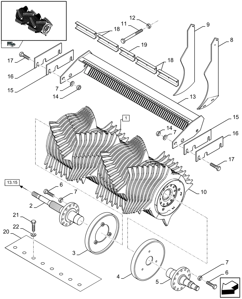 Схема запчастей Case IH LBX332R - (13.16[01]) - ROTOR (13) - FEEDER