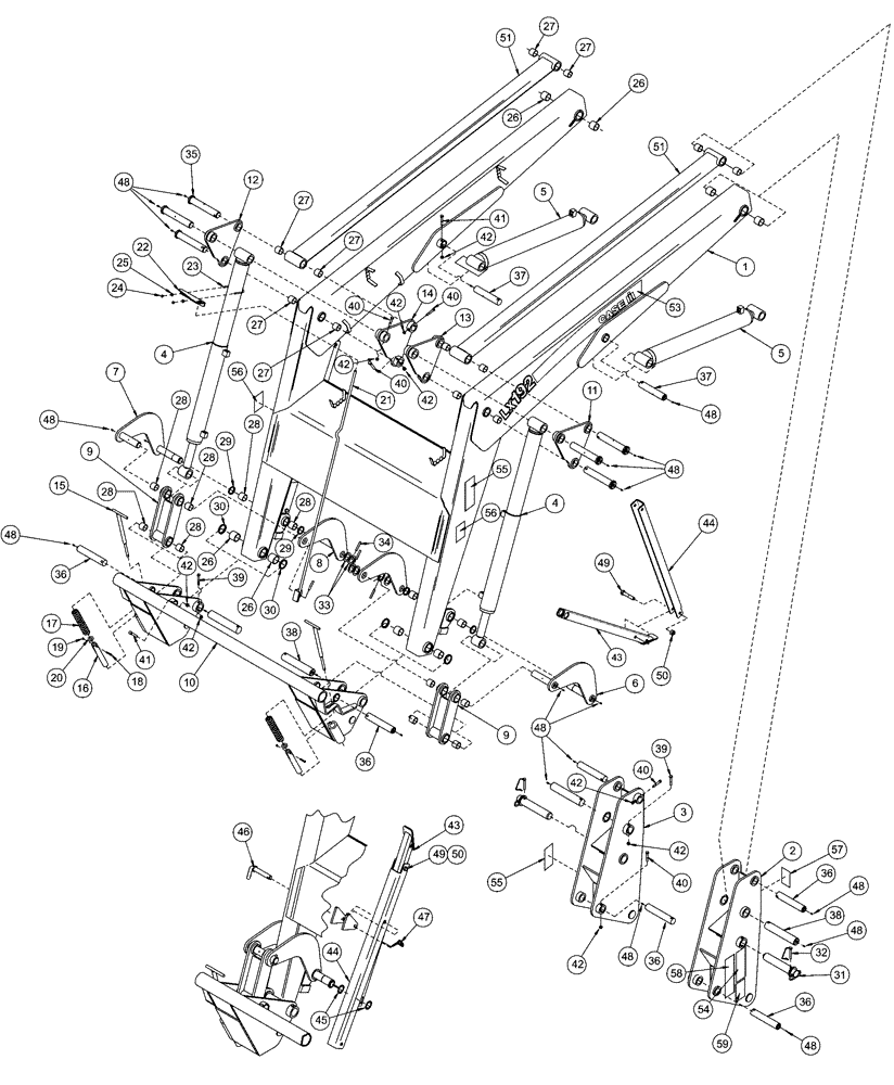 Схема запчастей Case IH LX192 - (82.100.AF) - LOADER ARM (82) - FRONT LOADER & BUCKET