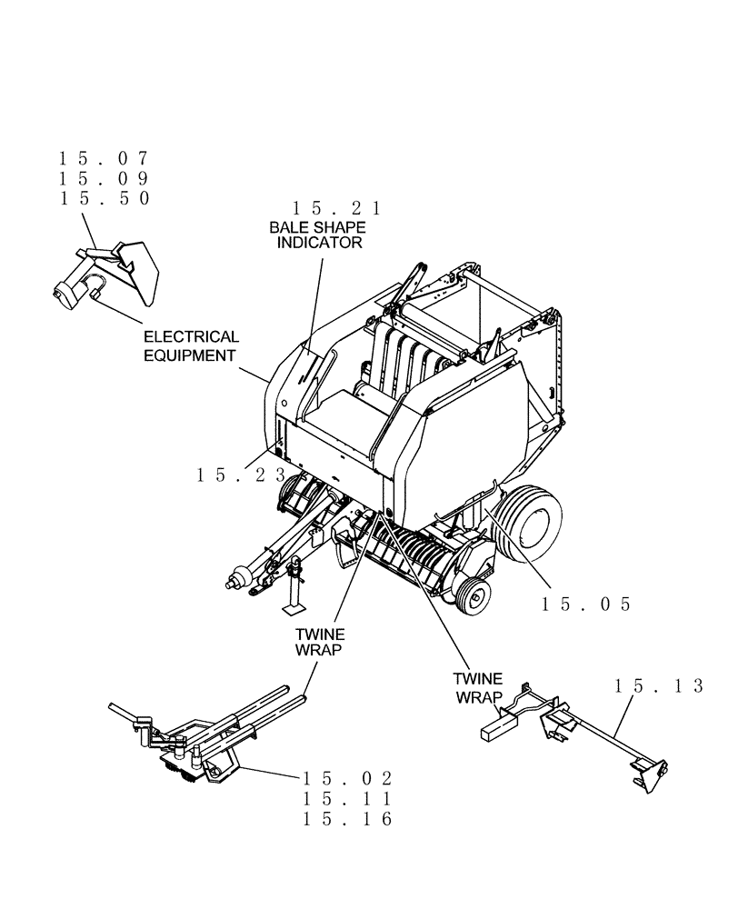 Схема запчастей Case IH RB464 - (SECTION 15[RB554]) - PICTORIAL INDEX, BALE WRAPPER (00) - GENERAL