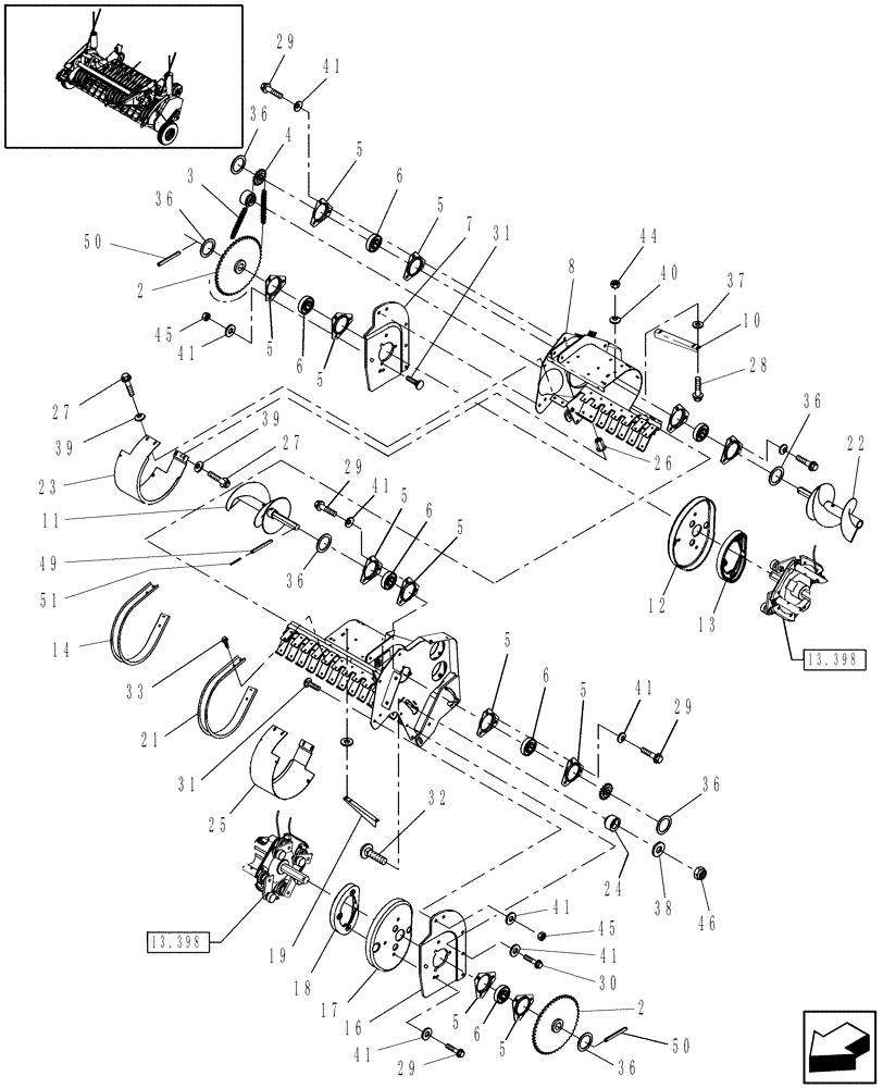 Схема запчастей Case IH RB464 - (13.397) - 1.8M WIDE PICKUP, AUGER, ROTOR, EUROPE & R.O.W. (13) - FEEDER