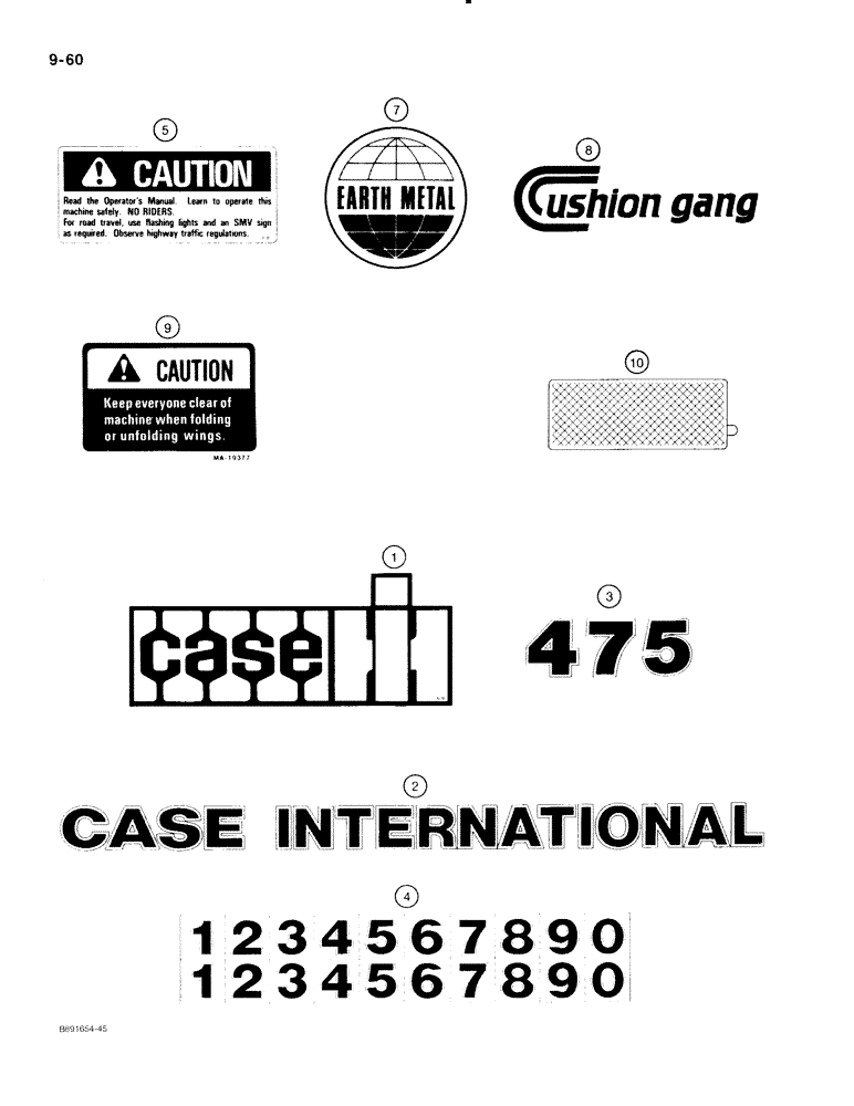 Схема запчастей Case IH 475 - (9-60) - DECALS CASEIH (09) - CHASSIS/ATTACHMENTS