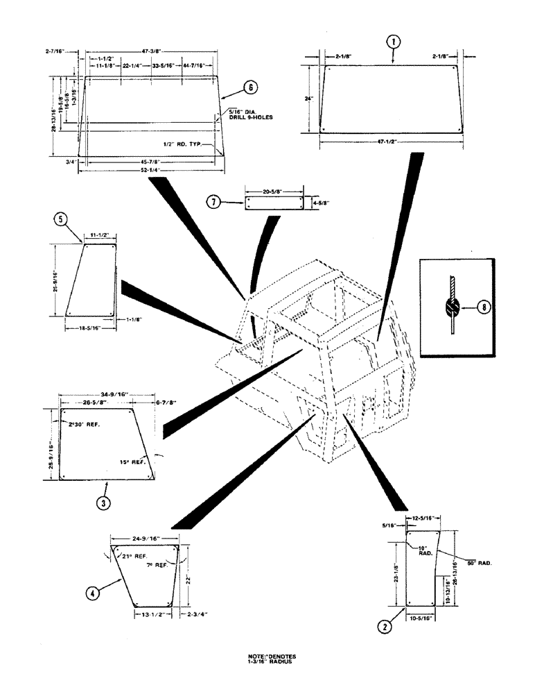 Схема запчастей Case IH 2590 - (9-374) - CAB, GLASS, UNITED STATES VALVE (09) - CHASSIS/ATTACHMENTS