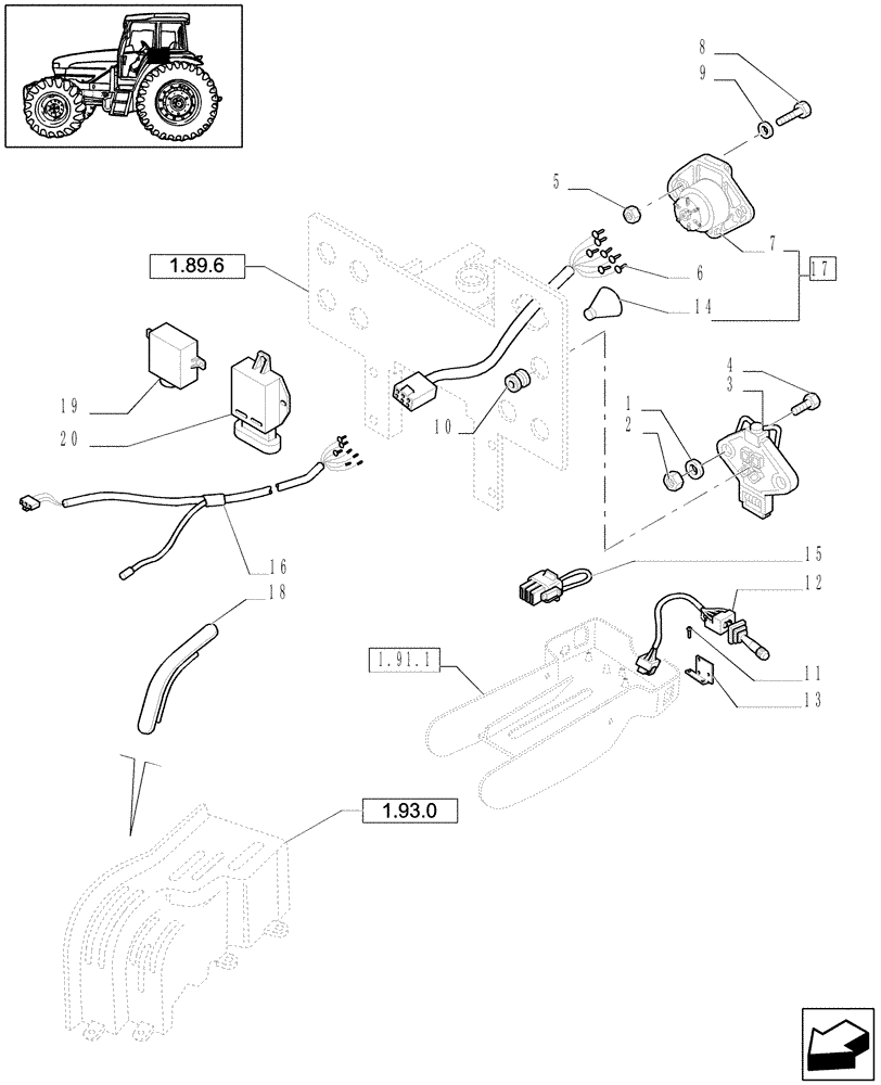 Схема запчастей Case IH JX1070U - (1.75.1/01) - (VAR.007) NA ONLY - REAR ELECTRIC PARTS (06) - ELECTRICAL SYSTEMS