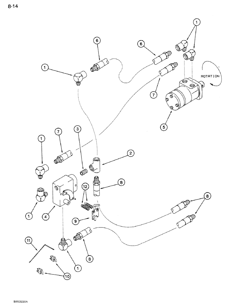 Схема запчастей Case IH 1250 - (8-14) - HYDRAULIC SWING AUGER DRAG FEEDER, 1250 MACHINES, P.I.N. 2360 THRU 4860 (07) - HYDRAULICS
