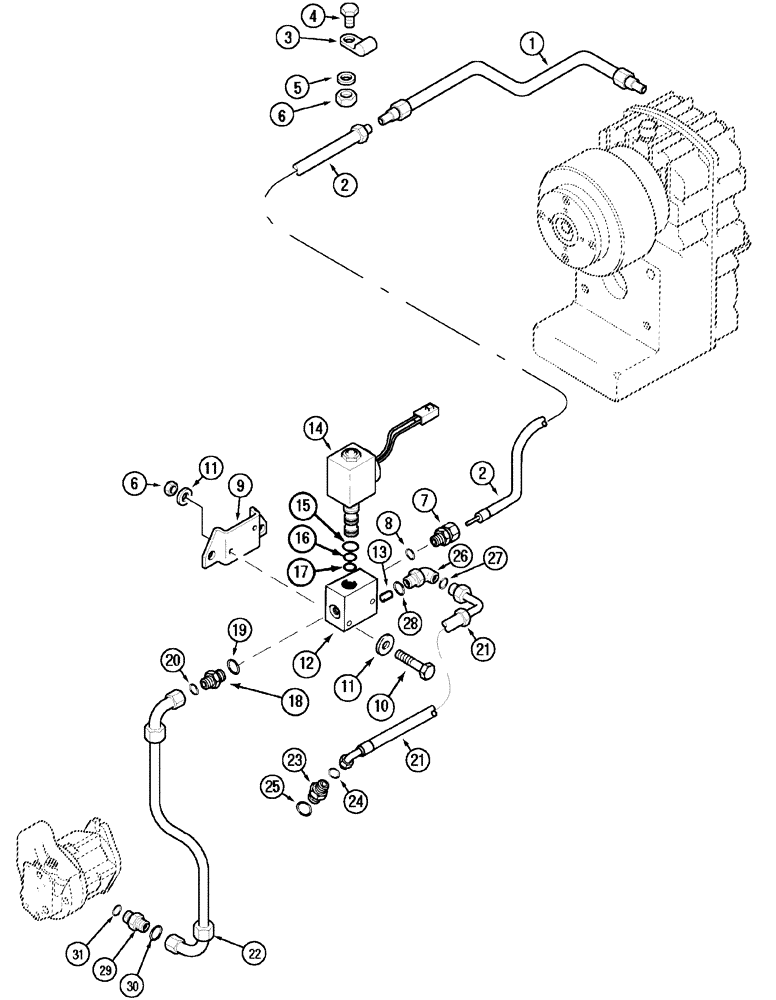 Схема запчастей Case IH MX100 - (08-14) - HYDRAULIC PIPING FRONT P.T.O. (08) - HYDRAULICS