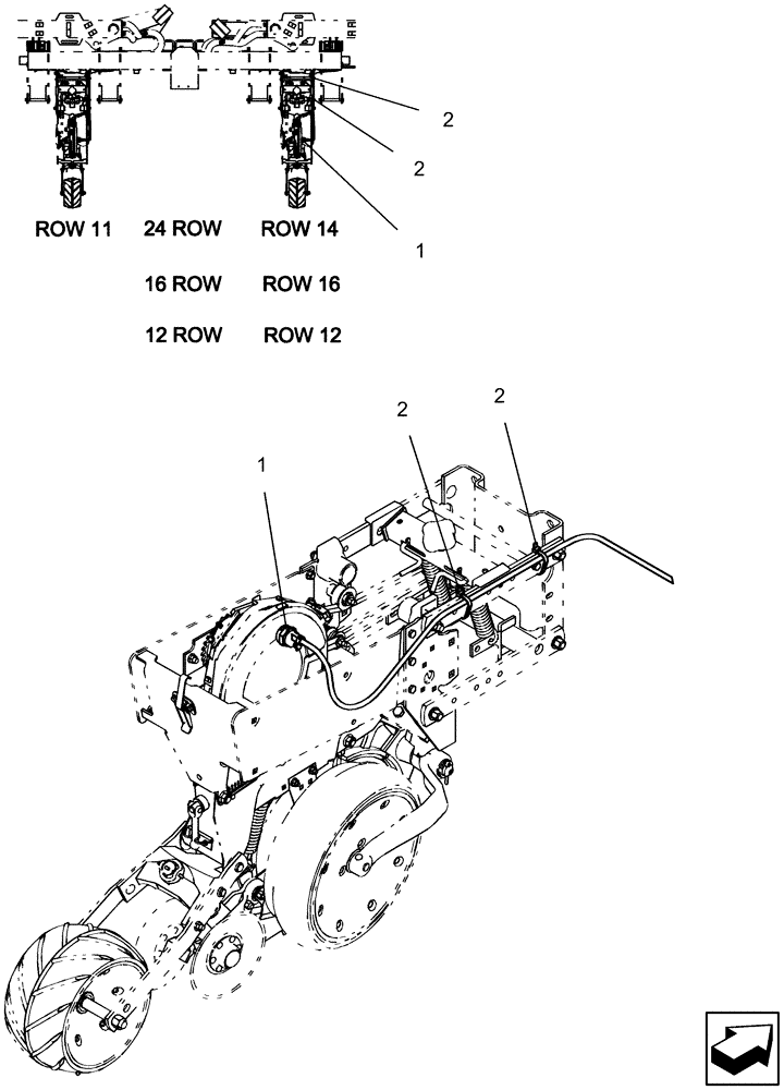 Схема запчастей Case IH 1250 - (55.424.01) - ELECTRICAL - VACUUM SENSOR LOCATION (55) - ELECTRICAL SYSTEMS