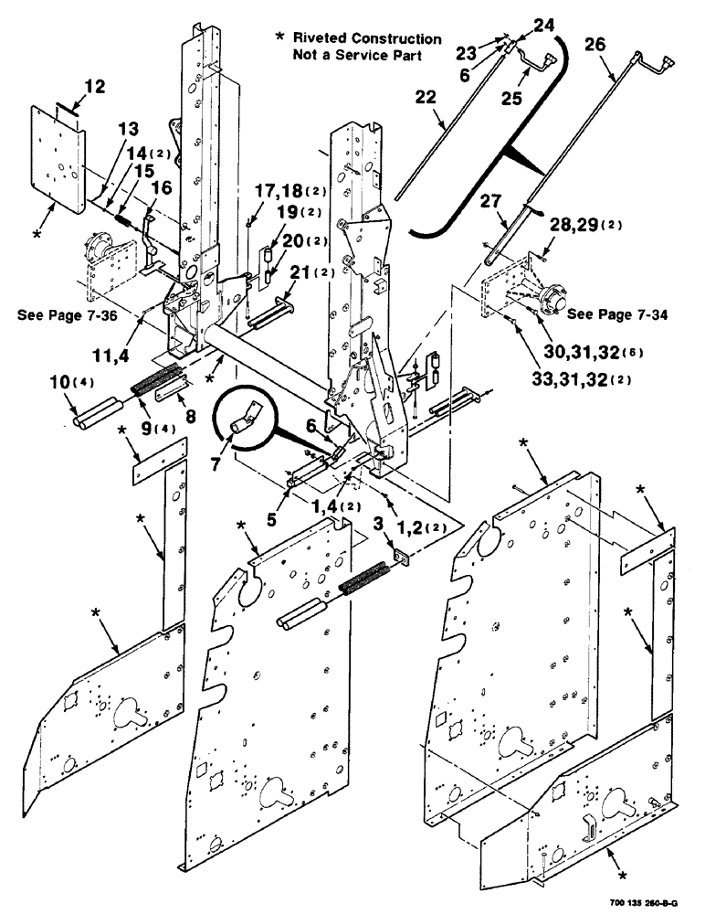 Схема запчастей Case IH 8435 - (7-10) - MAINFRAME, AXLE AND PICKUP CRANK ASSEMBLIES, SERIAL NUMBER CFH0124401 AND LATER (12) - MAIN FRAME