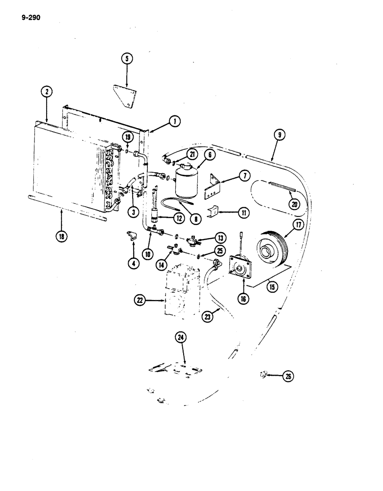 Схема запчастей Case IH 782 - (9-290) - AIR CONDITIONER, COMPRESSOR AND CONDENSER, LOW DRUM P.I.N. 682 AND AFTER HIGH DRUM P.I.N. 2125&AFTER (09) - CHASSIS ATTACHMENTS