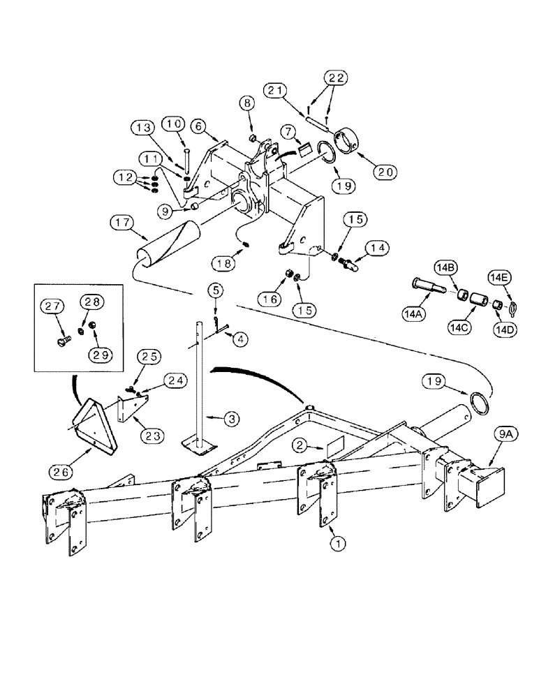 Схема запчастей Case IH 145 - (09-01) - MAIN FRAME, 3 AND 4 FURROW AUTOMATIC TRIP BEAM PLOWS (09) - CHASSIS/ATTACHMENTS
