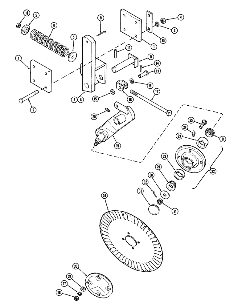 Схема запчастей Case IH 308 - (48) - CONCAVE CUSHION COULTER, ANTI-FRICTION BEARING 