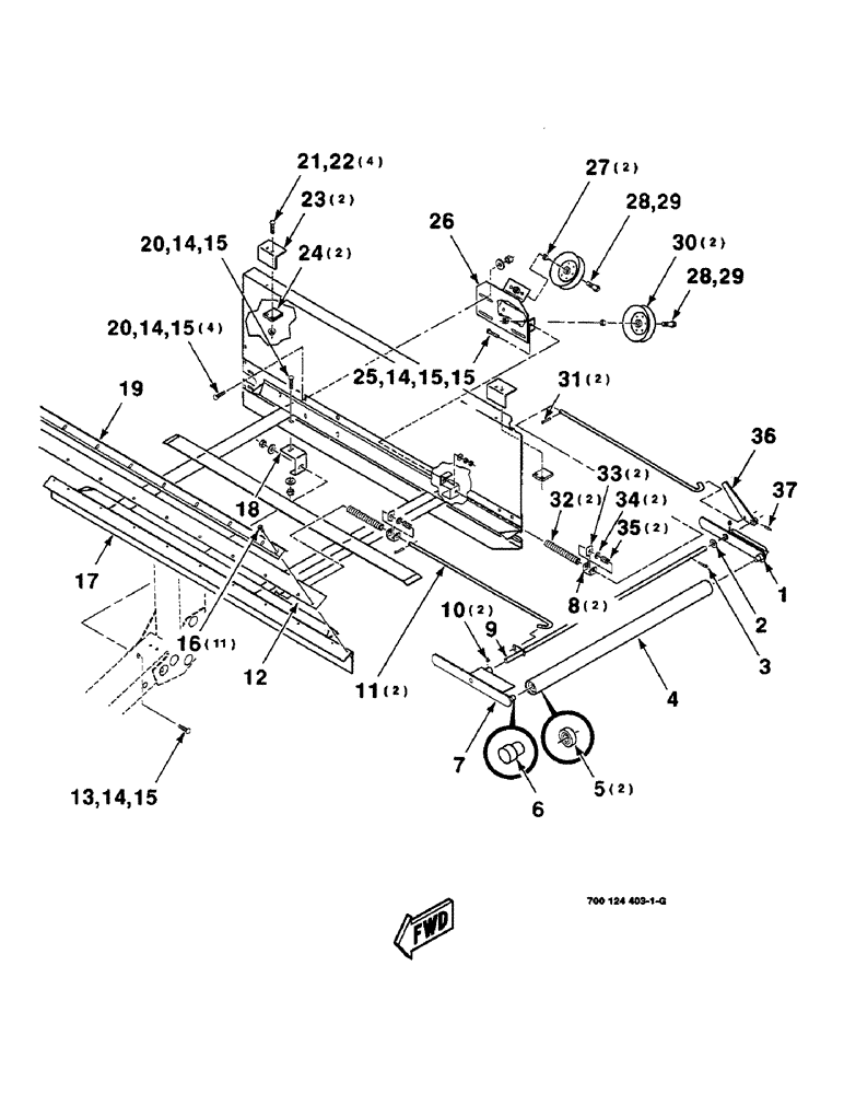 Схема запчастей Case IH 8830 - (6-12) - DRAPER FRAME ASSEMBLY, LEFT, SERIAL NUMBER CFH0030159 THRU CFH0030454, 21 FOOT ONLY (58) - ATTACHMENTS/HEADERS